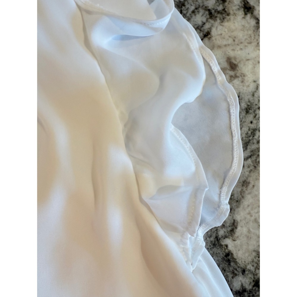 Abercrombie & Fitch Womens White Flutter Sleeve Ruffle Neck Tie Blouse Small‎ - Picture 4 of 5